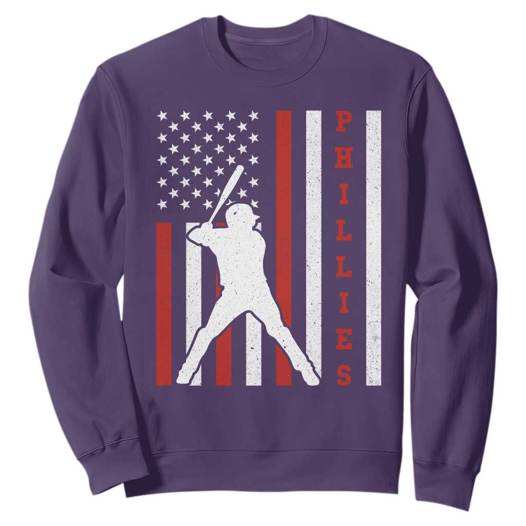 Philly Baseball Sweatshirt Cool Distressed Philadelphia Red October US Flag TS10 Purple Print Your Wear