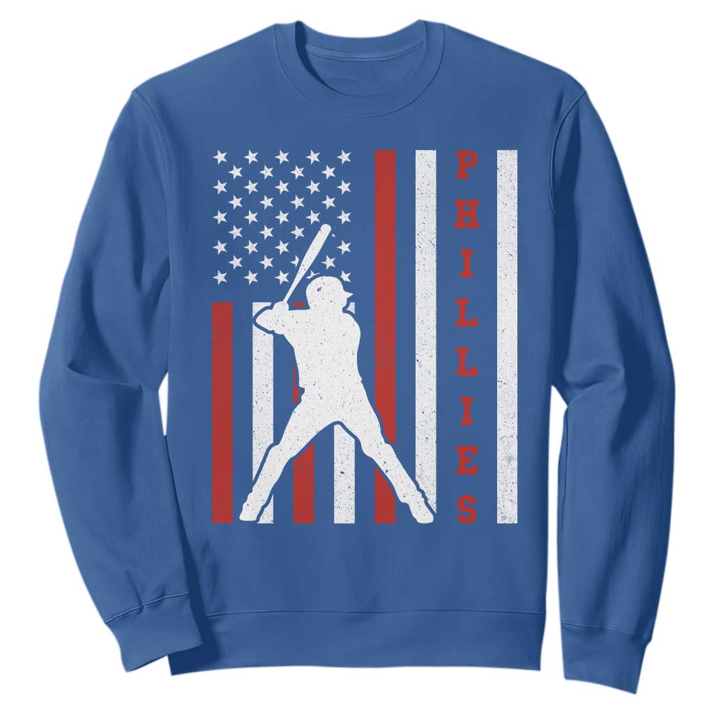 Philly Baseball Sweatshirt Cool Distressed Philadelphia Red October US Flag TS10 Royal Blue Print Your Wear
