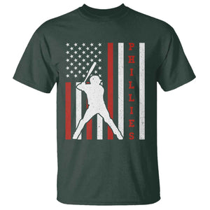 Philly Baseball T Shirt Cool Distressed Philadelphia Red October US Flag TS10 Dark Forest Green Print Your Wear