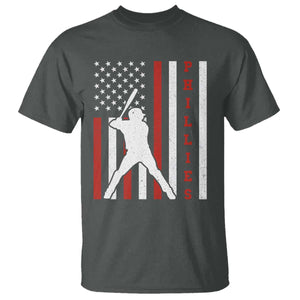 Philly Baseball T Shirt Cool Distressed Philadelphia Red October US Flag TS10 Dark Heather Print Your Wear