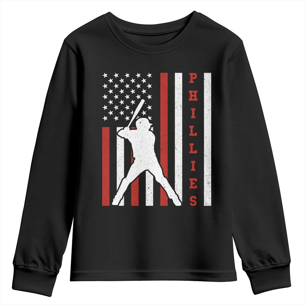 Philly Baseball Youth Sweatshirt Cool Distressed Philadelphia Red October US Flag TS10 Black Print Your Wear