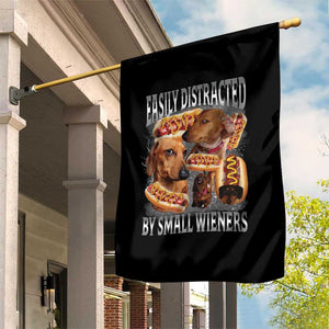 Funny Offensive Dachshund Garden Flag Easily Distracted By Small Wieners Bootleg Meme TS10 Print Your Wear
