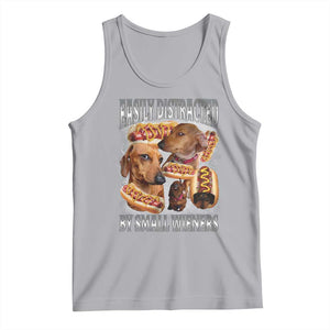 Funny Offensive Dachshund Tank Top Easily Distracted By Small Wieners Bootleg Meme TS10 Athletic Heather Print Your Wear