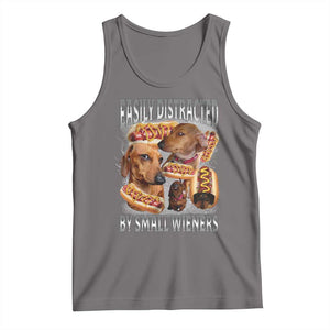 Funny Offensive Dachshund Tank Top Easily Distracted By Small Wieners Bootleg Meme TS10 Deep Heather Print Your Wear