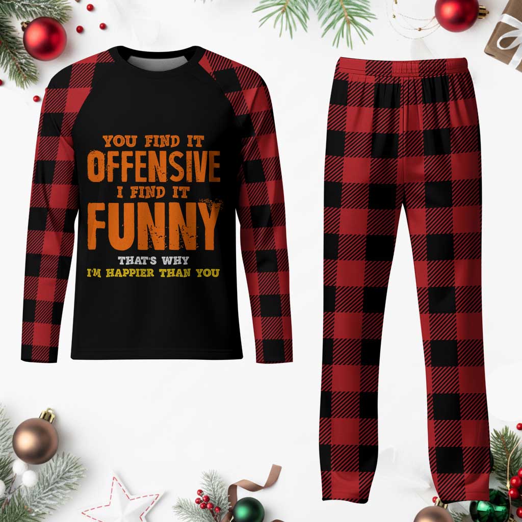 Funny Sarcastic Saying Plaid Pajama Set Offensive Happy Feeling Quote TS10 Buffalo Plaid Print Your Wear