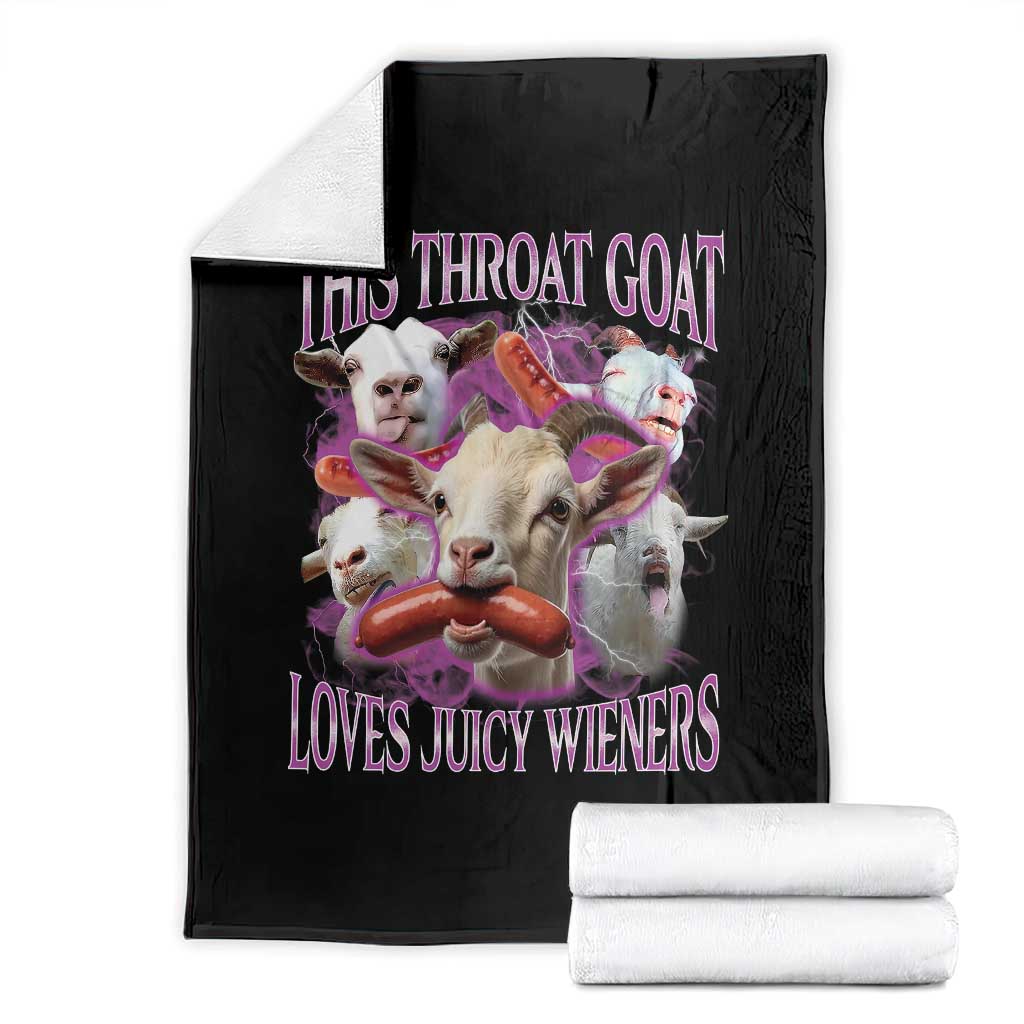 Funny Throat Goat Throw Blanket Swallows Juicy Wieners Inappropriate Adult TS10 Black Print Your Wear