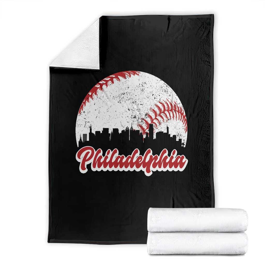 Philadelphia Baseball Throw Blanket Vintage Skyline City TS10 Black Print Your Wear