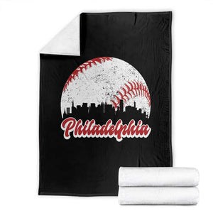 Philadelphia Baseball Throw Blanket Vintage Skyline City TS10 Black Print Your Wear
