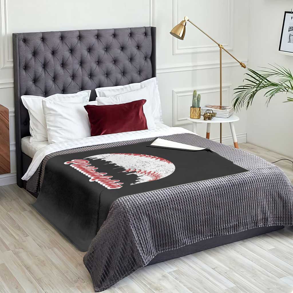 Philadelphia Baseball Throw Blanket Vintage Skyline City TS10 Print Your Wear