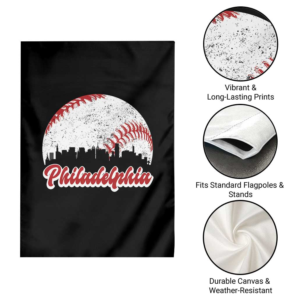 Philadelphia Baseball Garden Flag Vintage Skyline City TS10 Print Your Wear
