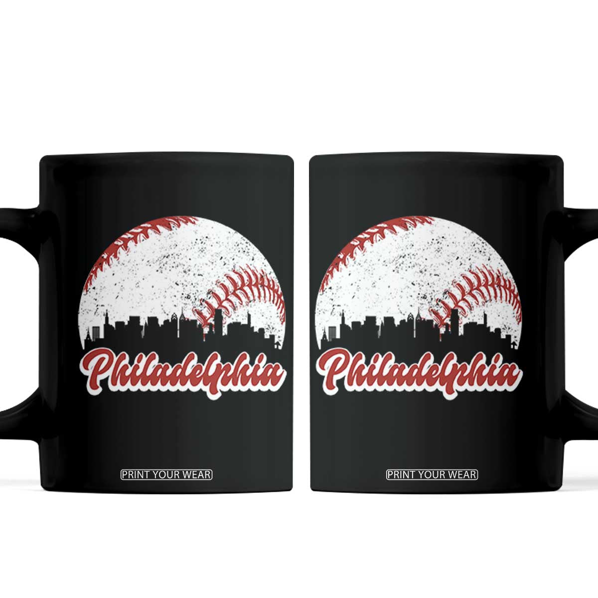 Philadelphia Baseball Coffee Mug Vintage Skyline City TS10 Black Print Your Wear
