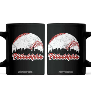 Philadelphia Baseball Coffee Mug Vintage Skyline City TS10 Black Print Your Wear