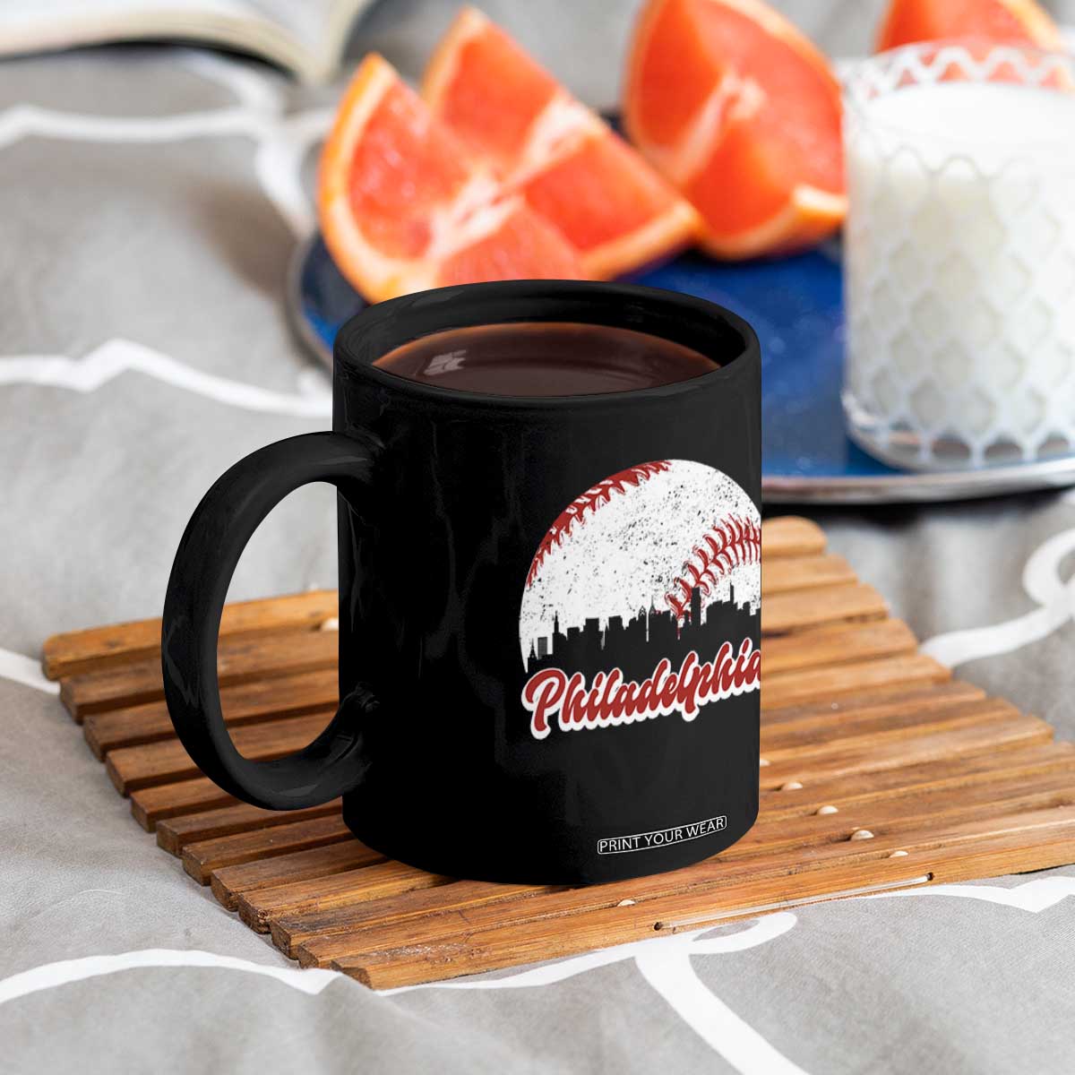 Philadelphia Baseball Coffee Mug Vintage Skyline City TS10 Print Your Wear