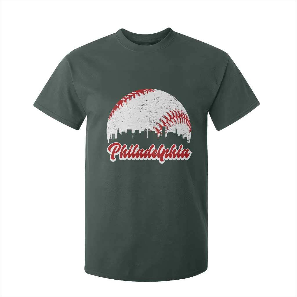 Philadelphia Baseball T Shirt For Kid Vintage Skyline City TS10 Dark Forest Green Print Your Wear