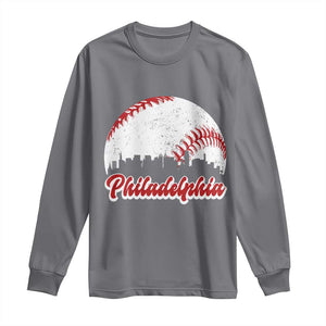 Philadelphia Baseball Long Sleeve Shirt Vintage Skyline City TS10 Charcoal Print Your Wear