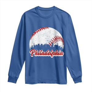 Philadelphia Baseball Long Sleeve Shirt Vintage Skyline City TS10 Royal Blue Print Your Wear