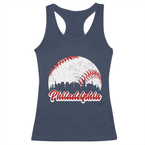 Philadelphia Baseball Racerback Tank Top Vintage Skyline City TS10 Navy Print Your Wear