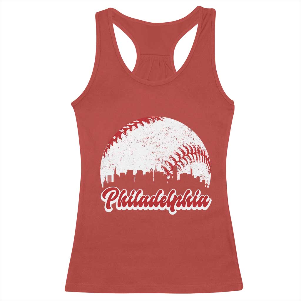 Philadelphia Baseball Racerback Tank Top Vintage Skyline City TS10 Red Print Your Wear