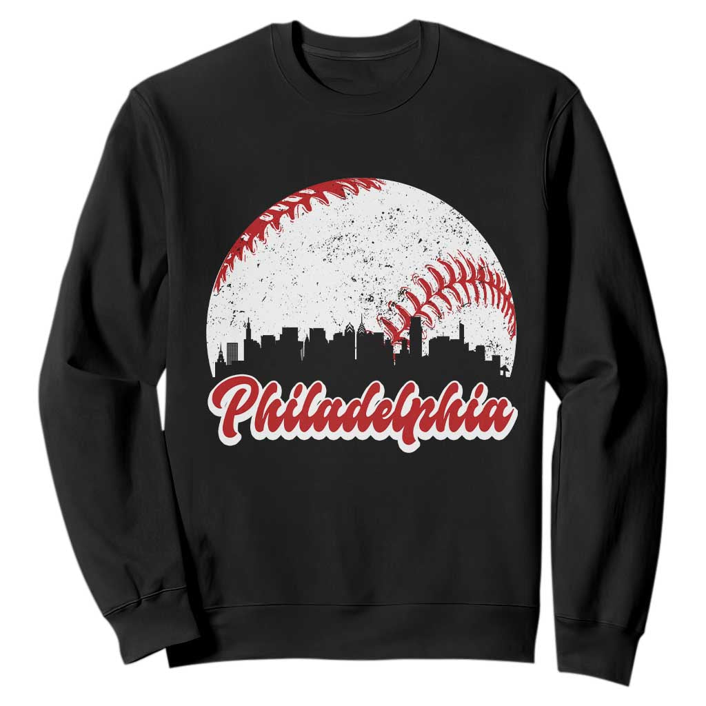 Philadelphia Baseball Sweatshirt Vintage Skyline City TS10 Black Print Your Wear