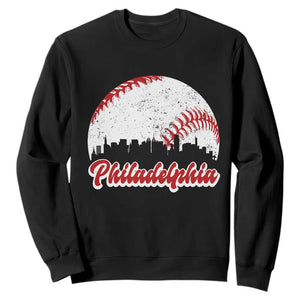 Philadelphia Baseball Sweatshirt Vintage Skyline City TS10 Black Print Your Wear