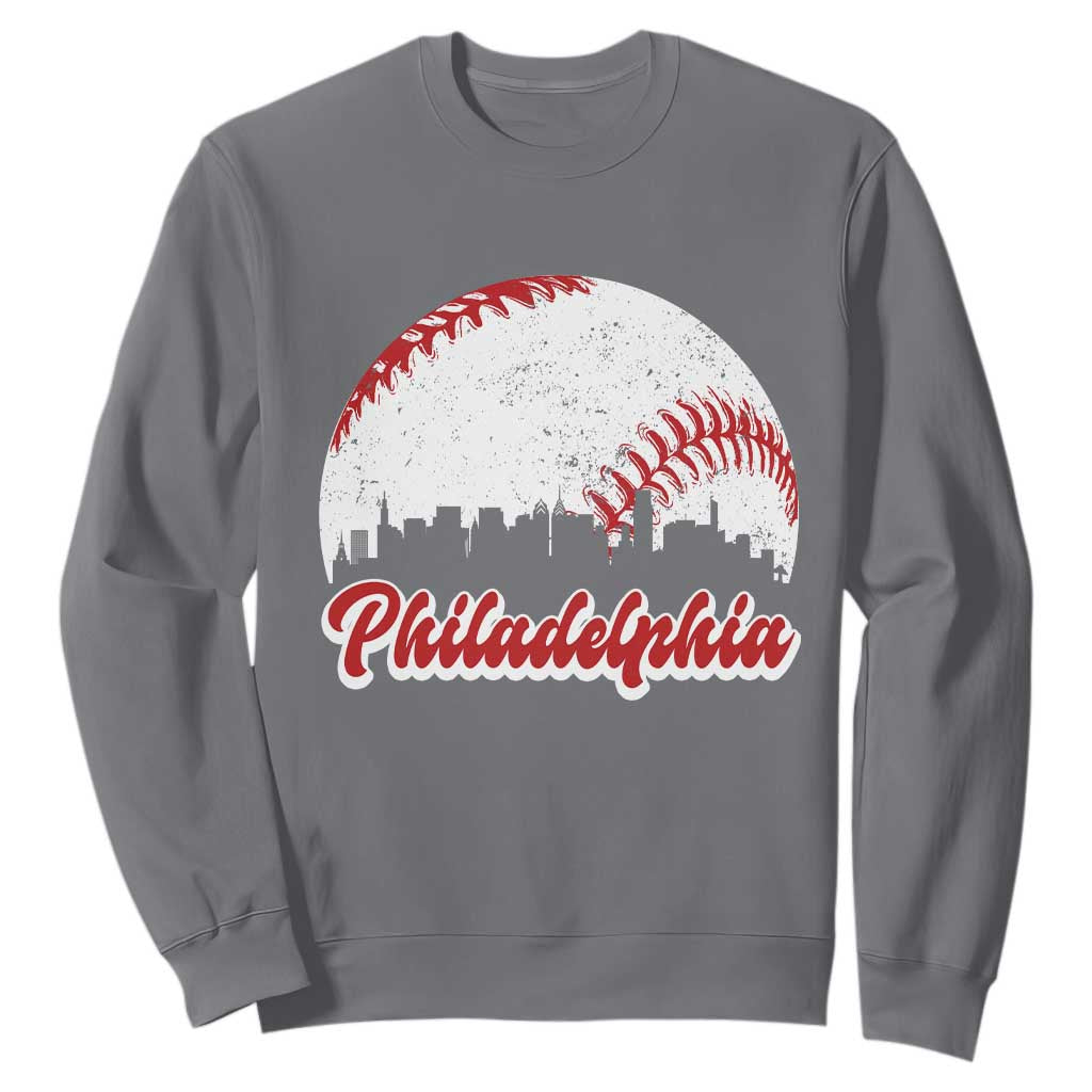 Philadelphia Baseball Sweatshirt Vintage Skyline City TS10 Charcoal Print Your Wear