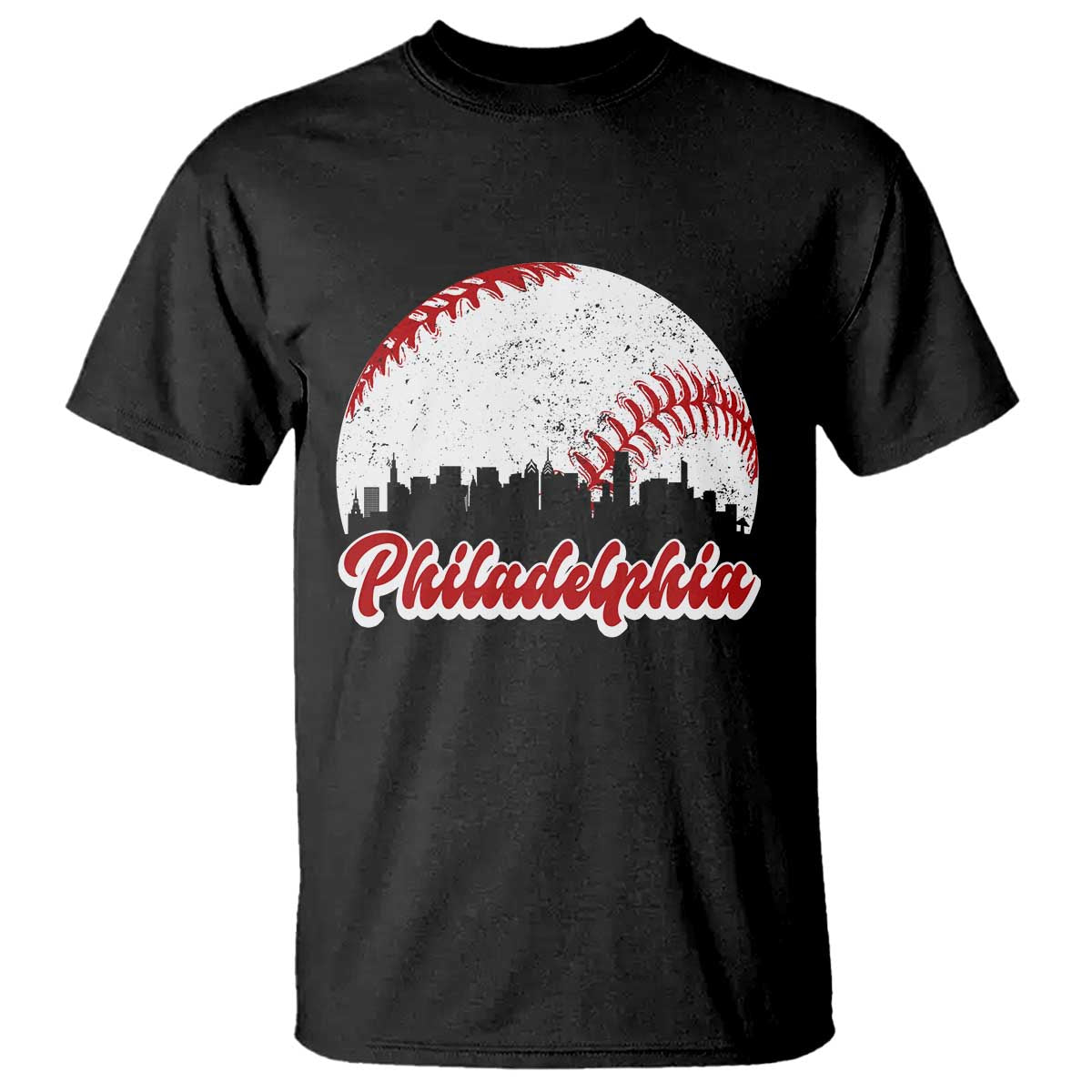 Philadelphia Baseball T Shirt Vintage Skyline City TS10 Black Print Your Wear