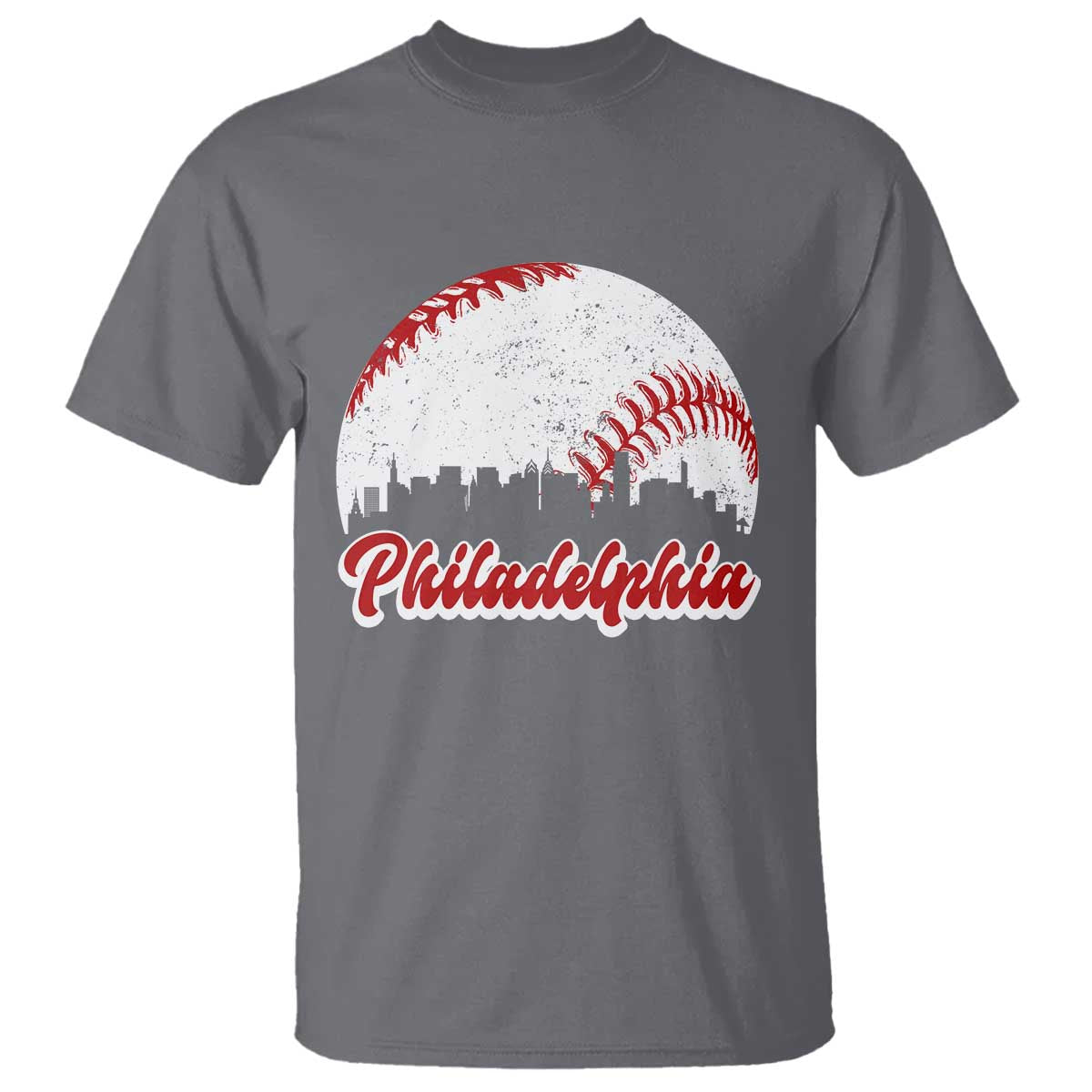 Philadelphia Baseball T Shirt Vintage Skyline City TS10 Charcoal Print Your Wear