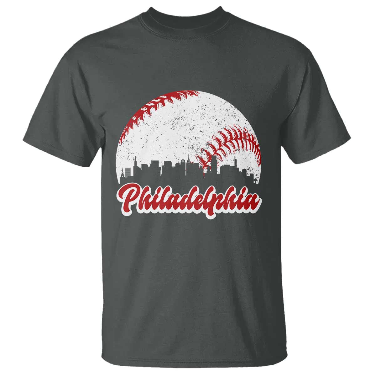 Philadelphia Baseball T Shirt Vintage Skyline City TS10 Dark Heather Print Your Wear