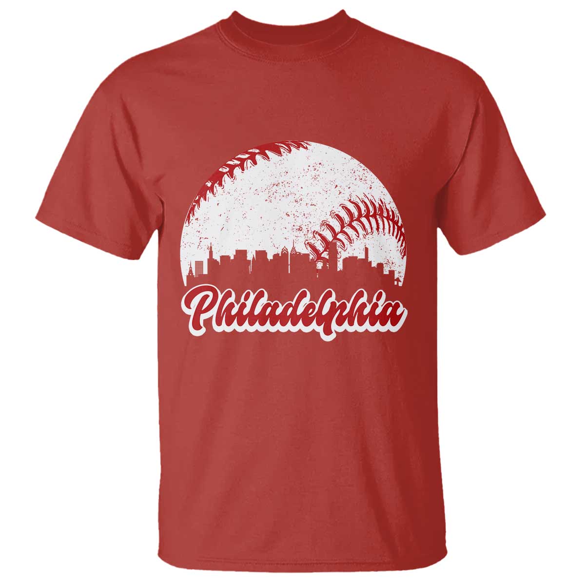 Philadelphia Baseball T Shirt Vintage Skyline City TS10 Red Print Your Wear