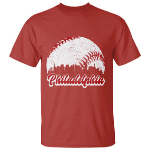 Philadelphia Baseball T Shirt Vintage Skyline City TS10 Red Print Your Wear