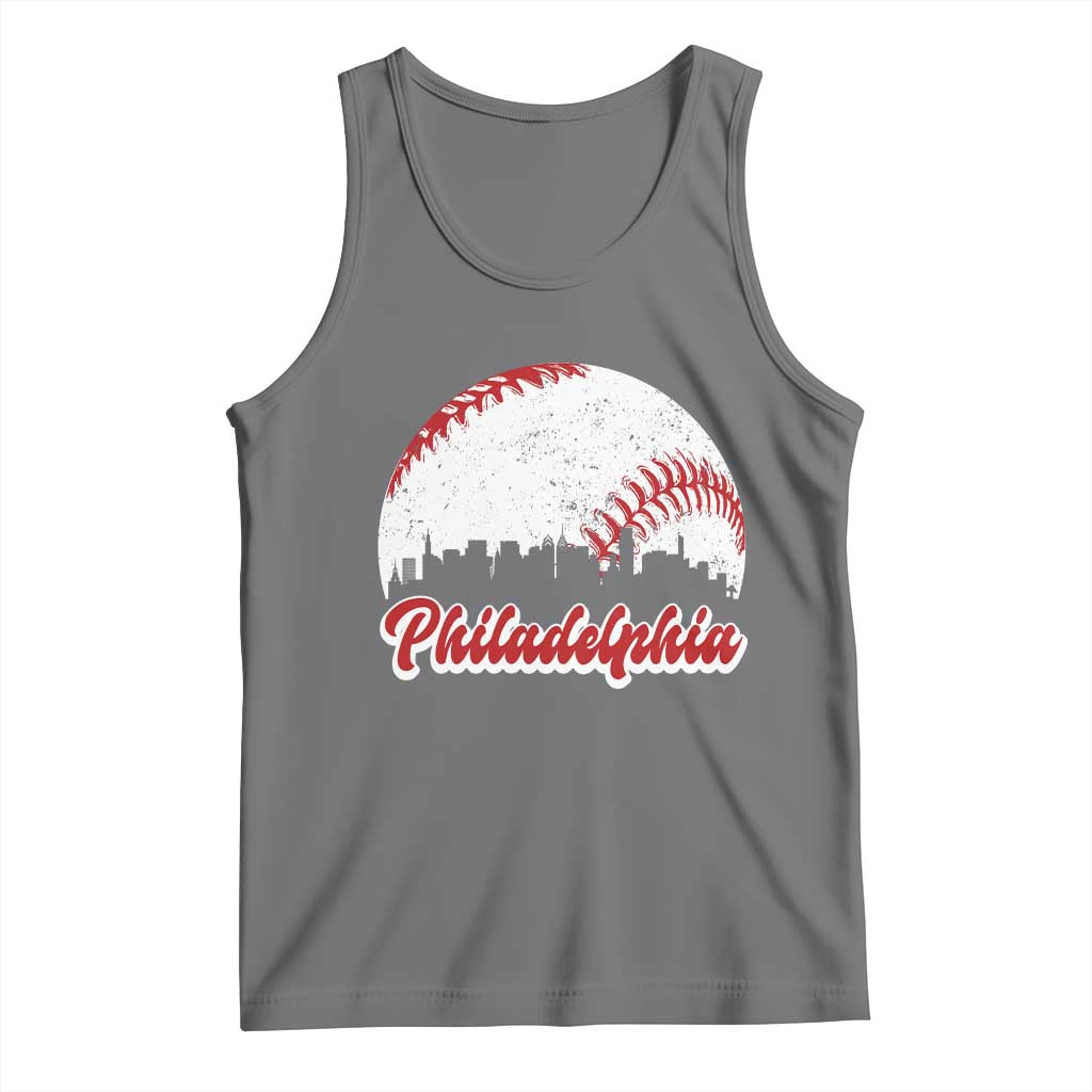 Philadelphia Baseball Tank Top Vintage Skyline City TS10 Black Heather Print Your Wear