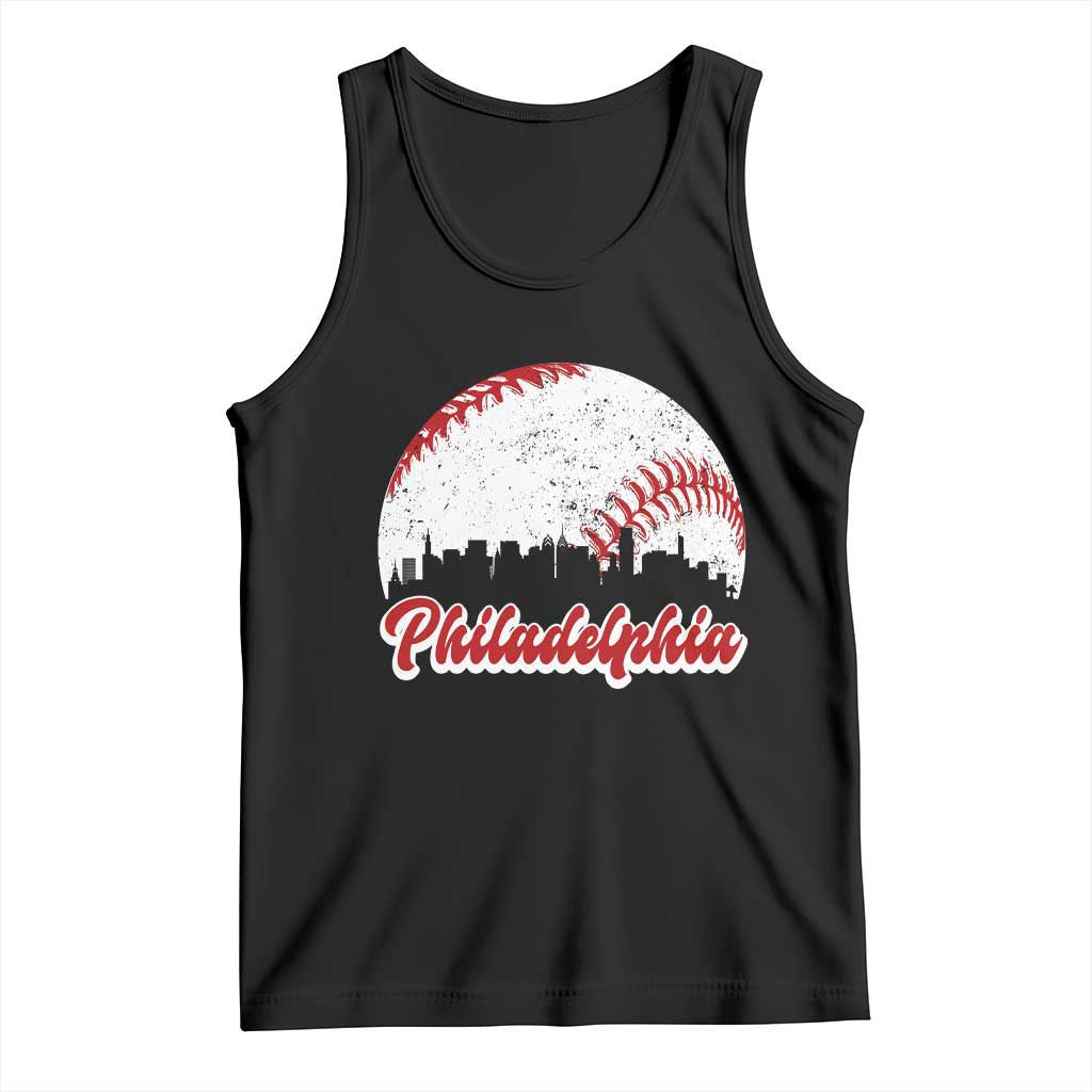 Philadelphia Baseball Tank Top Vintage Skyline City TS10 Black Print Your Wear