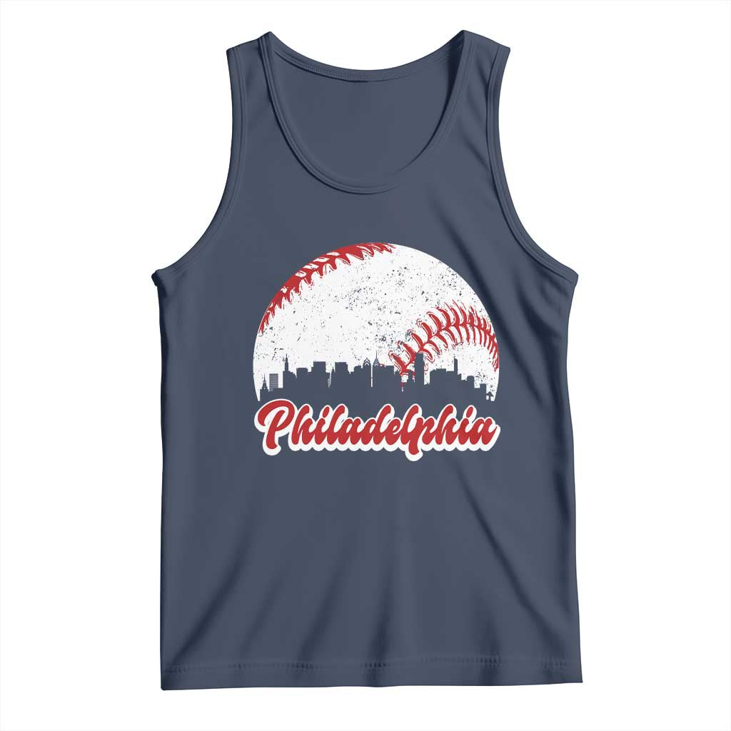 Philadelphia Baseball Tank Top Vintage Skyline City TS10 Navy Print Your Wear