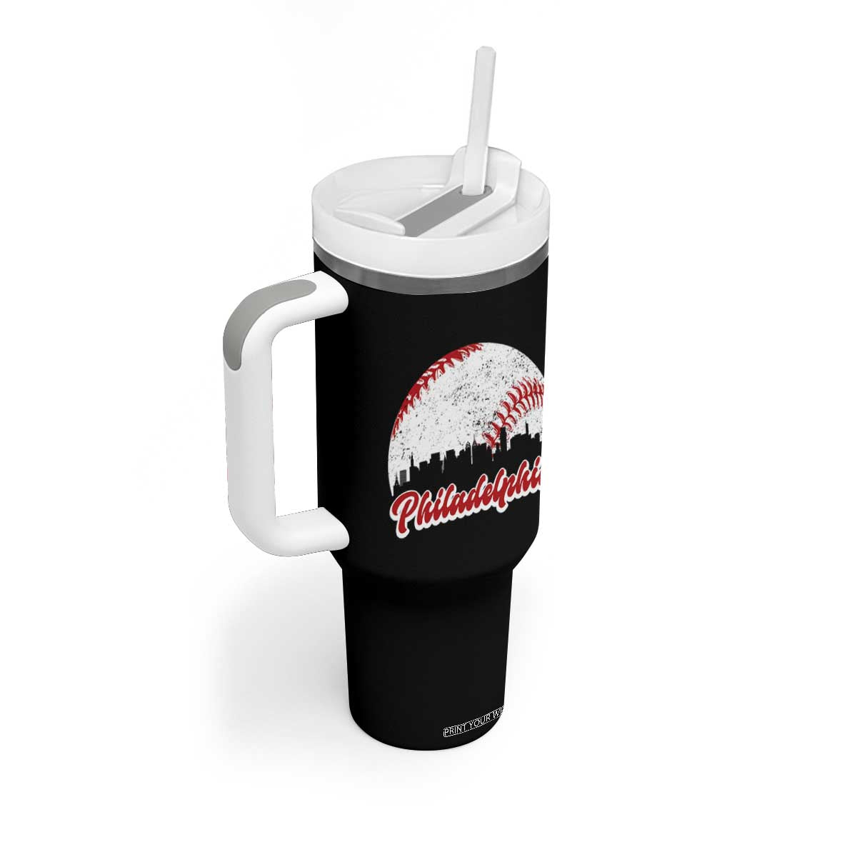 Philadelphia Baseball Tumbler With Handle Vintage Skyline City TS10 Print Your Wear