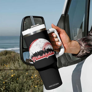 Philadelphia Baseball Tumbler With Handle Vintage Skyline City TS10 Print Your Wear