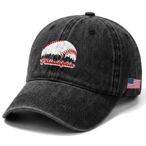 Philadelphia Baseball Lover Washed Cotton Baseball Cap Vintage Skyline City TS10 Print Your Wear
