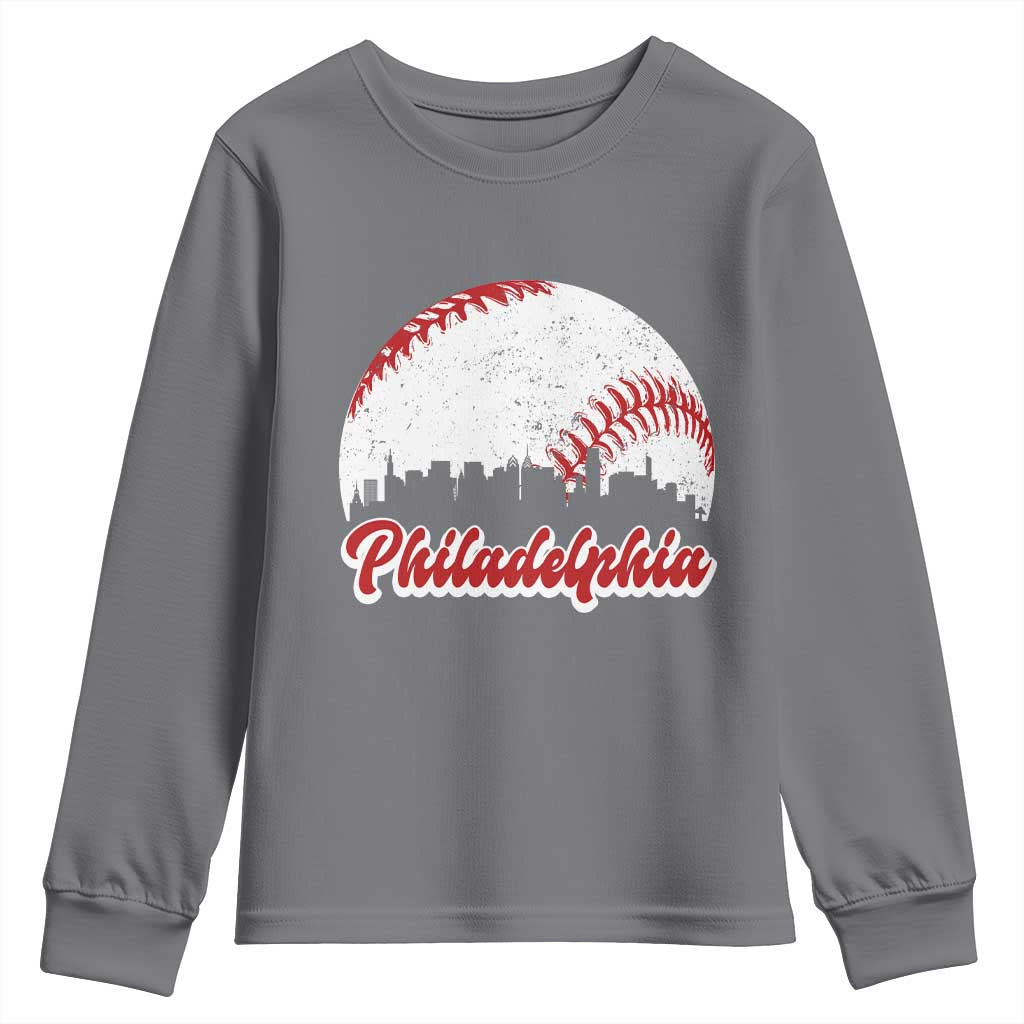 Philadelphia Baseball Youth Sweatshirt Vintage Skyline City TS10 Charcoal Print Your Wear