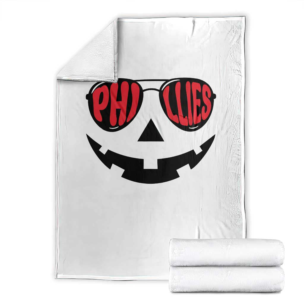 Halloween Philly Throw Blanket Philadelphia Baseball Red October Jackolantern Pumpkin Face TS10 White Print Your Wear