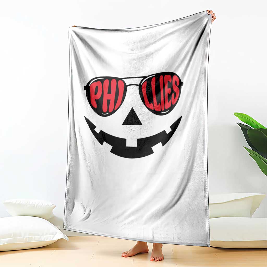 Halloween Philly Throw Blanket Philadelphia Baseball Red October Jackolantern Pumpkin Face TS10 Print Your Wear