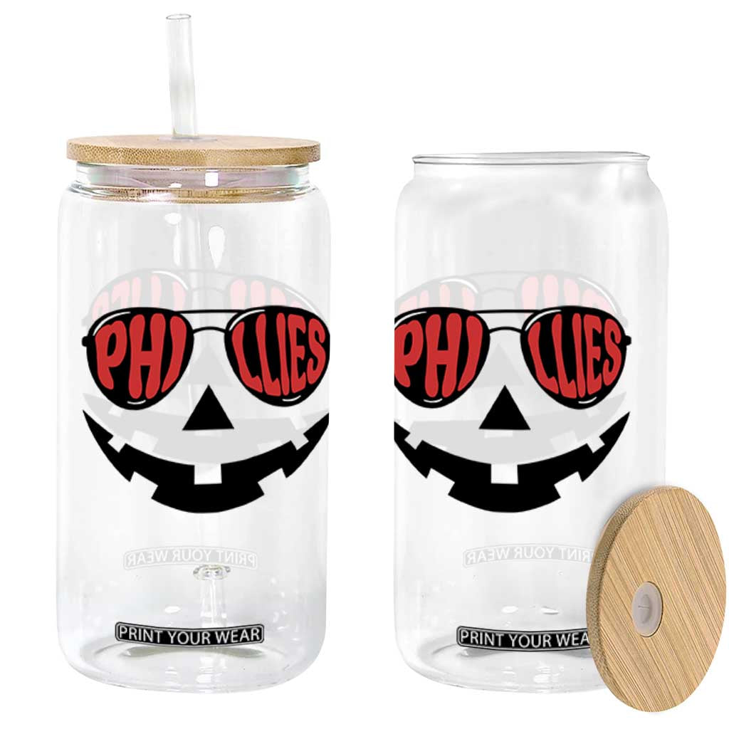 Halloween Philly Glass Can Philadelphia Baseball Red October Jackolantern Pumpkin Face TS10 Print Your Wear