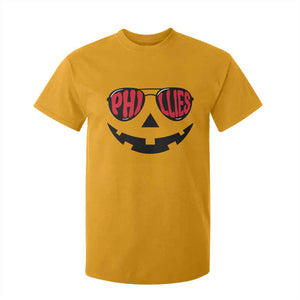 Halloween Philly T Shirt For Kid Philadelphia Baseball Red October Jackolantern Pumpkin Face TS10 Gold Print Your Wear