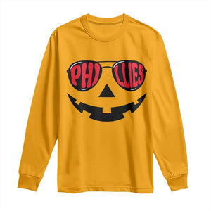 Halloween Philly Long Sleeve Shirt Philadelphia Baseball Red October Jackolantern Pumpkin Face TS10 Gold Print Your Wear