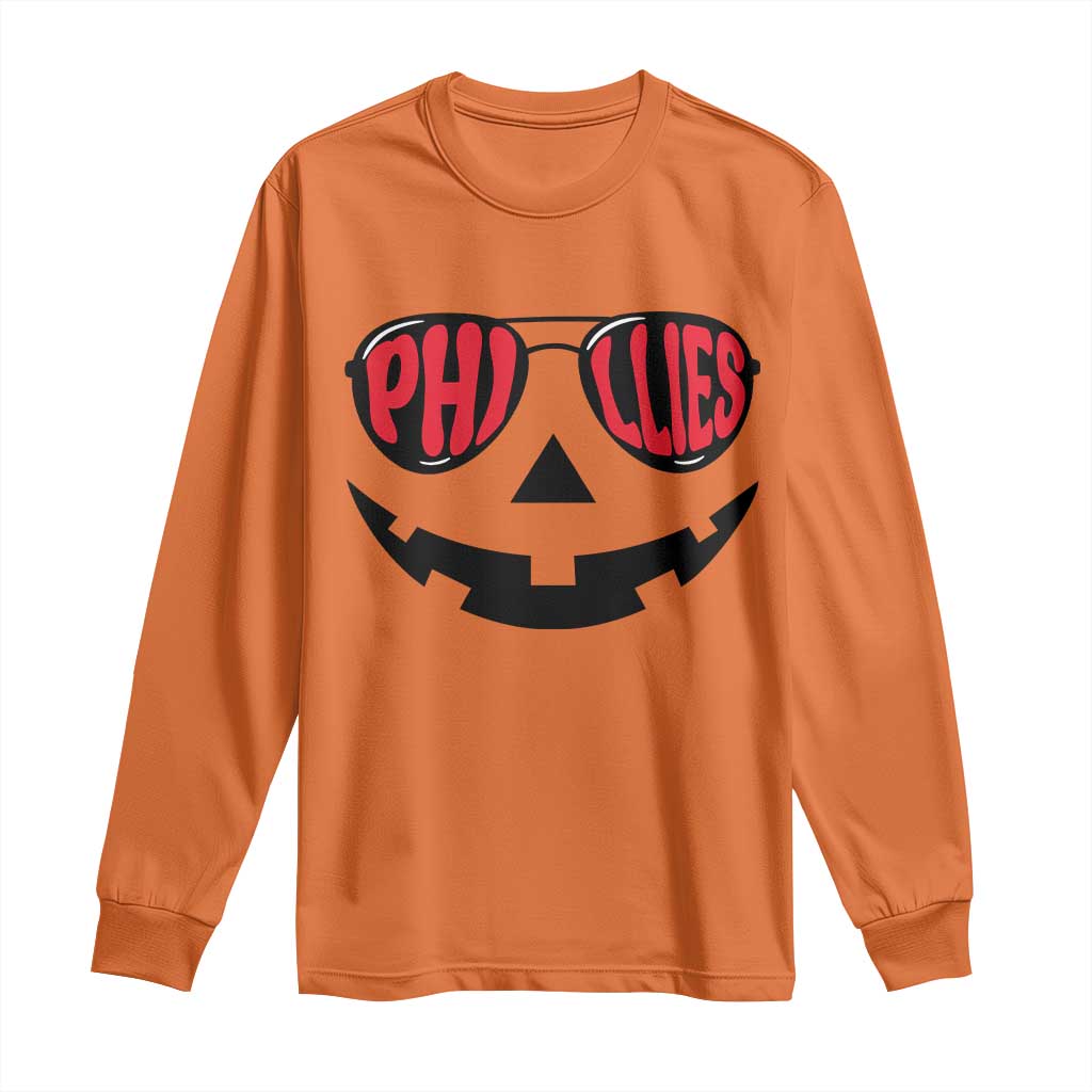 Halloween Philly Long Sleeve Shirt Philadelphia Baseball Red October Jackolantern Pumpkin Face TS10 Orange Print Your Wear