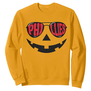 Halloween Philly Sweatshirt Philadelphia Baseball Red October Jackolantern Pumpkin Face TS10 Gold Print Your Wear