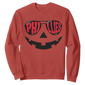 Halloween Philly Sweatshirt Philadelphia Baseball Red October Jackolantern Pumpkin Face TS10 Red Print Your Wear