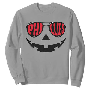Halloween Philly Sweatshirt Philadelphia Baseball Red October Jackolantern Pumpkin Face TS10 Sport Gray Print Your Wear
