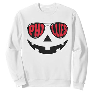 Halloween Philly Sweatshirt Philadelphia Baseball Red October Jackolantern Pumpkin Face TS10 White Print Your Wear