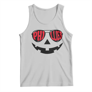 Halloween Philly Tank Top Philadelphia Baseball Red October Jackolantern Pumpkin Face TS10 Ash Print Your Wear