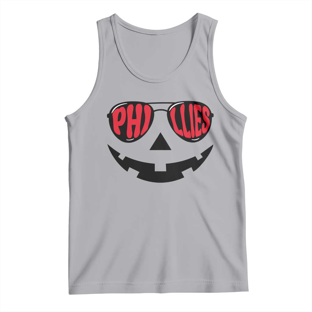 Halloween Philly Tank Top Philadelphia Baseball Red October Jackolantern Pumpkin Face TS10 Athletic Heather Print Your Wear