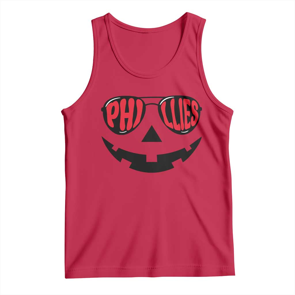 Halloween Philly Tank Top Philadelphia Baseball Red October Jackolantern Pumpkin Face TS10 Red Print Your Wear